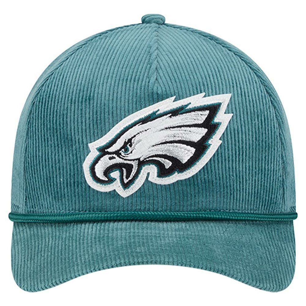 Philadelphia Eagles New Era Cord Corduroy 9FORTY A-Frame Adjustable Hat Midnight Green - NFL