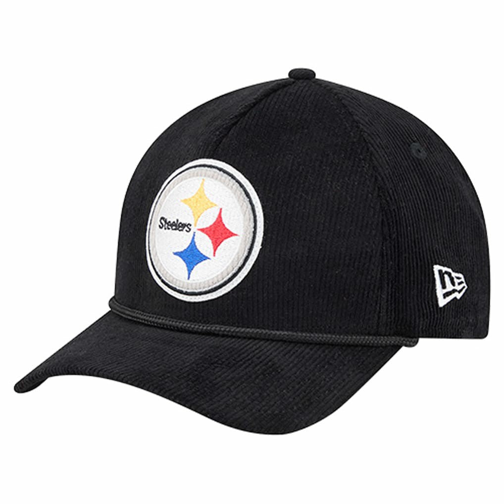 Pittsburgh Steelers New Era Cord Corduroy 9FORTY A-Frame Adjustable Hat Black - NFL