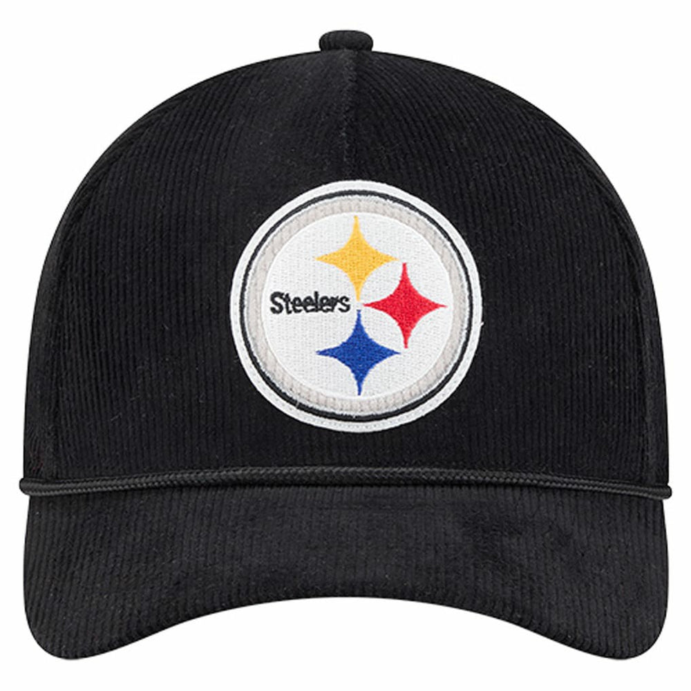 Pittsburgh Steelers New Era Cord Corduroy 9FORTY A-Frame Adjustable Hat Black - NFL