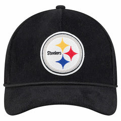 Pittsburgh Steelers New Era Cord Corduroy 9FORTY A-Frame Adjustable Hat Black - NFL
