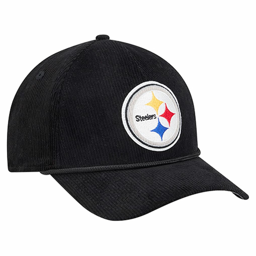 Pittsburgh Steelers New Era Cord Corduroy 9FORTY A-Frame Adjustable Hat Black - NFL