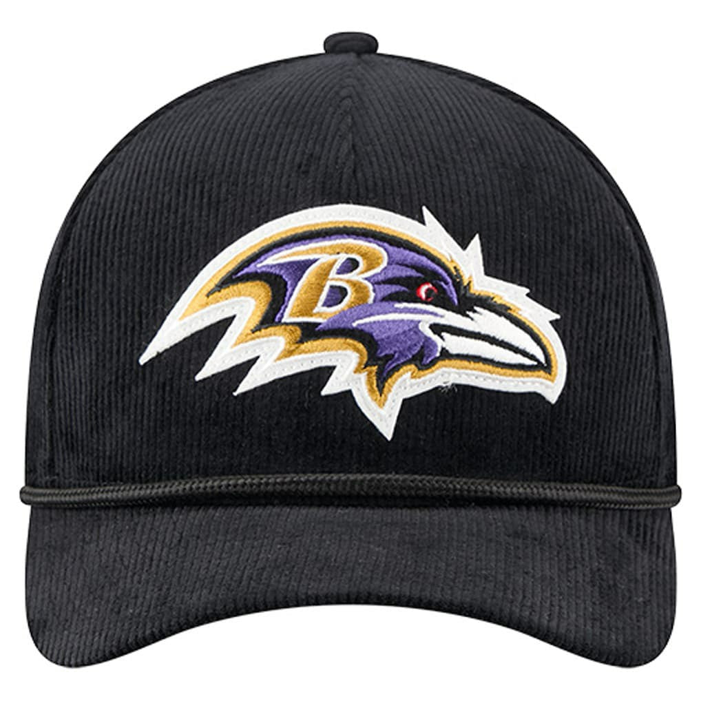 Baltimore Ravens New Era Cord Corduroy 9FORTY A-Frame Adjustable Hat Black - NFL