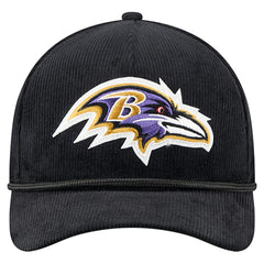 Baltimore Ravens New Era Cord Corduroy 9FORTY A-Frame Adjustable Hat Black - NFL