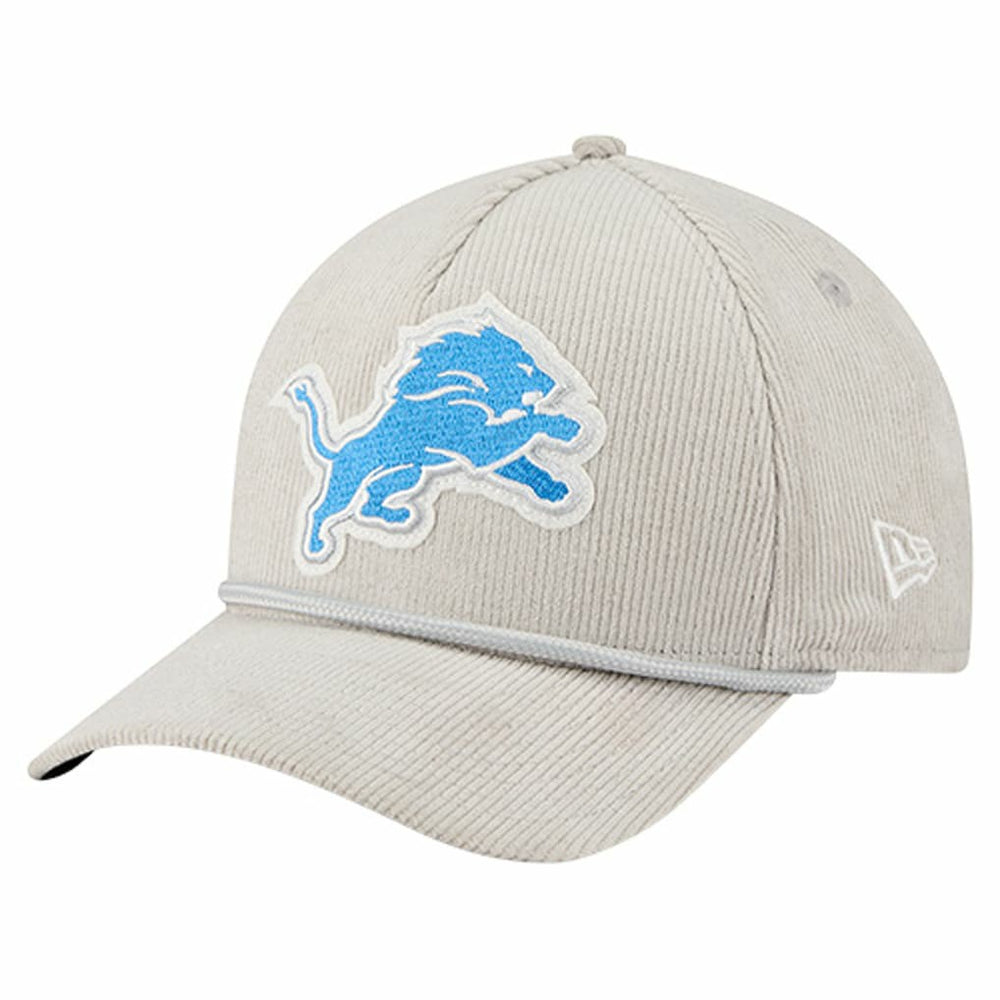 Detroit Lions New Era Cord Corduroy 9FORTY A-Frame Adjustable Hat Silver - NFL