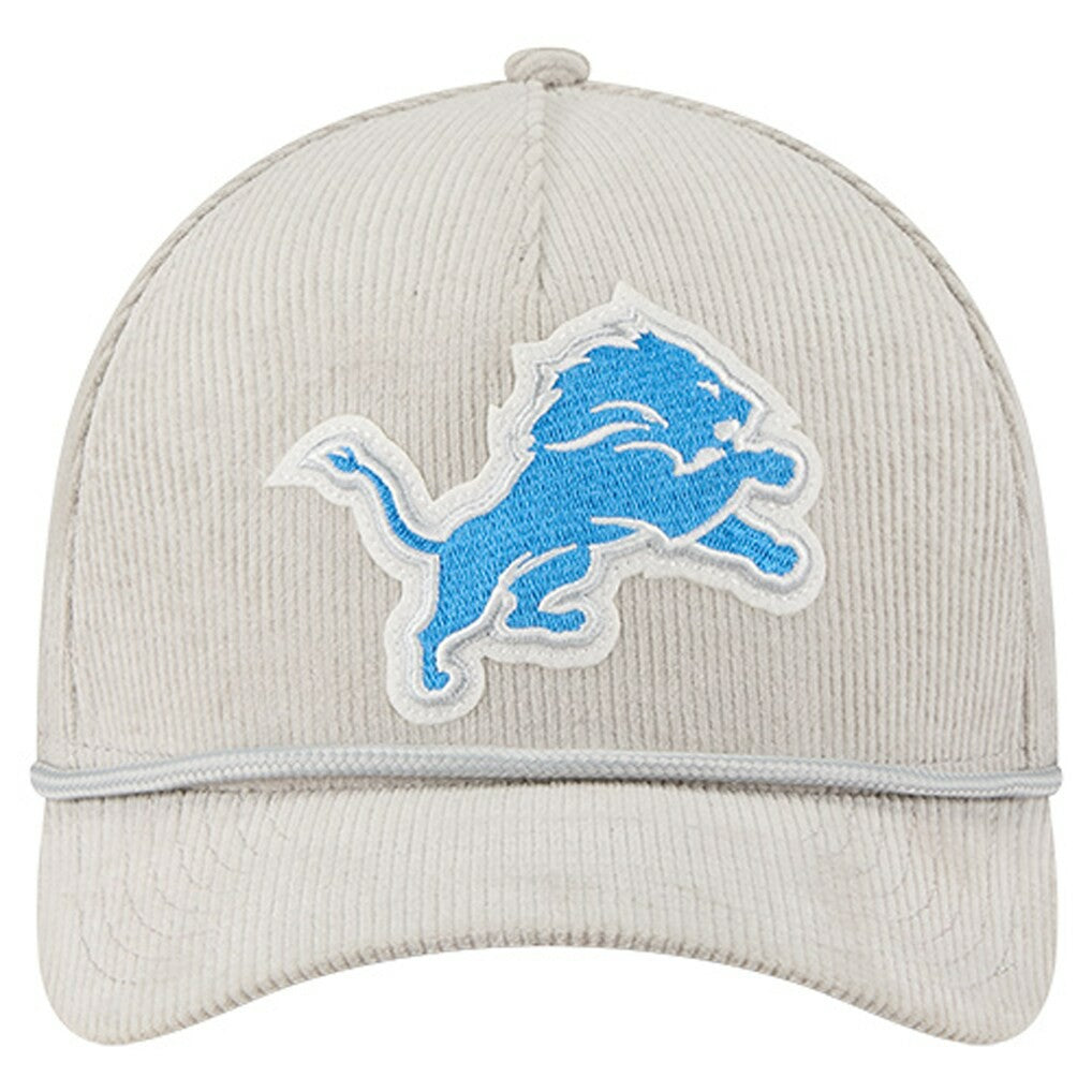 Detroit Lions New Era Cord Corduroy 9FORTY A-Frame Adjustable Hat Silver - NFL