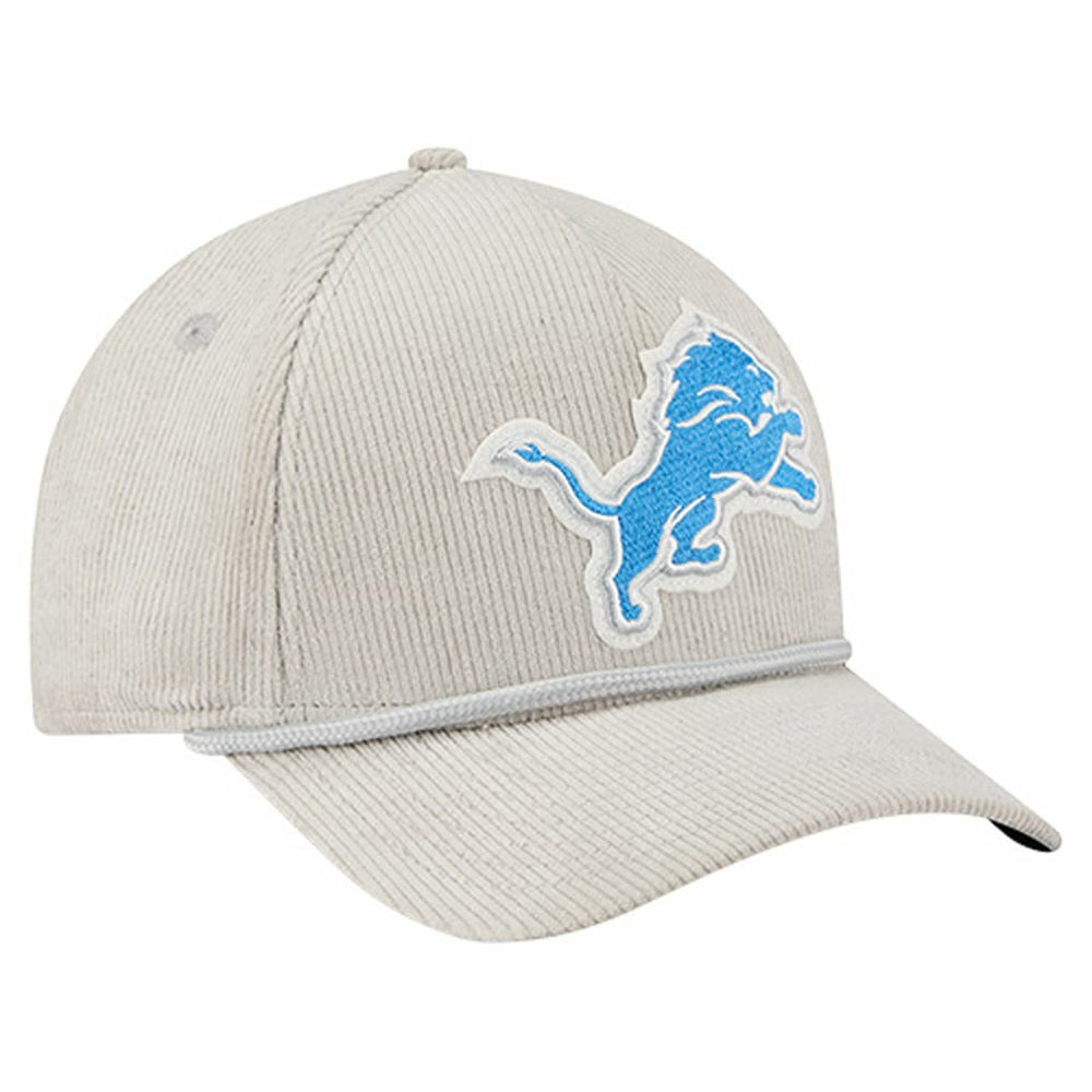 Detroit Lions New Era Cord Corduroy 9FORTY A-Frame Adjustable Hat Silver - NFL