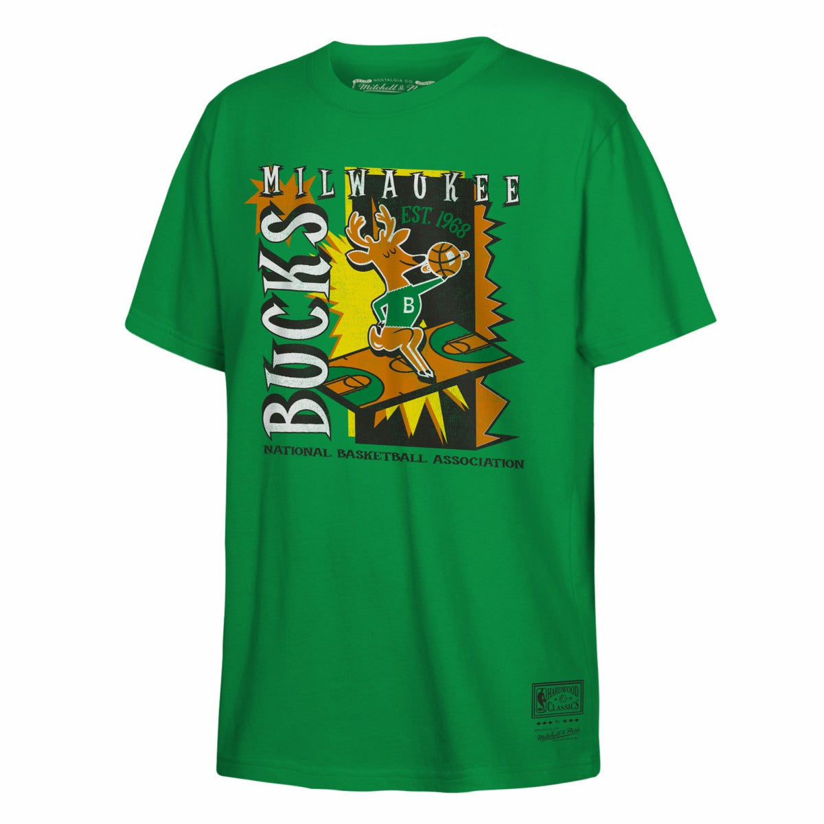 Mitchell & Ness - Milwaukee Bucks Youth Retro '90s Poster T-Shirt - Green