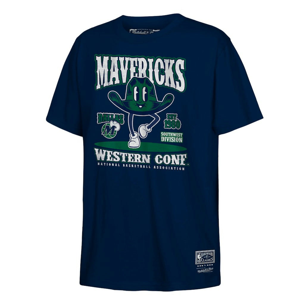Mitchell & Ness - Dallas Mavericks Youth Retro Mascot Script T-Shirt - Navy