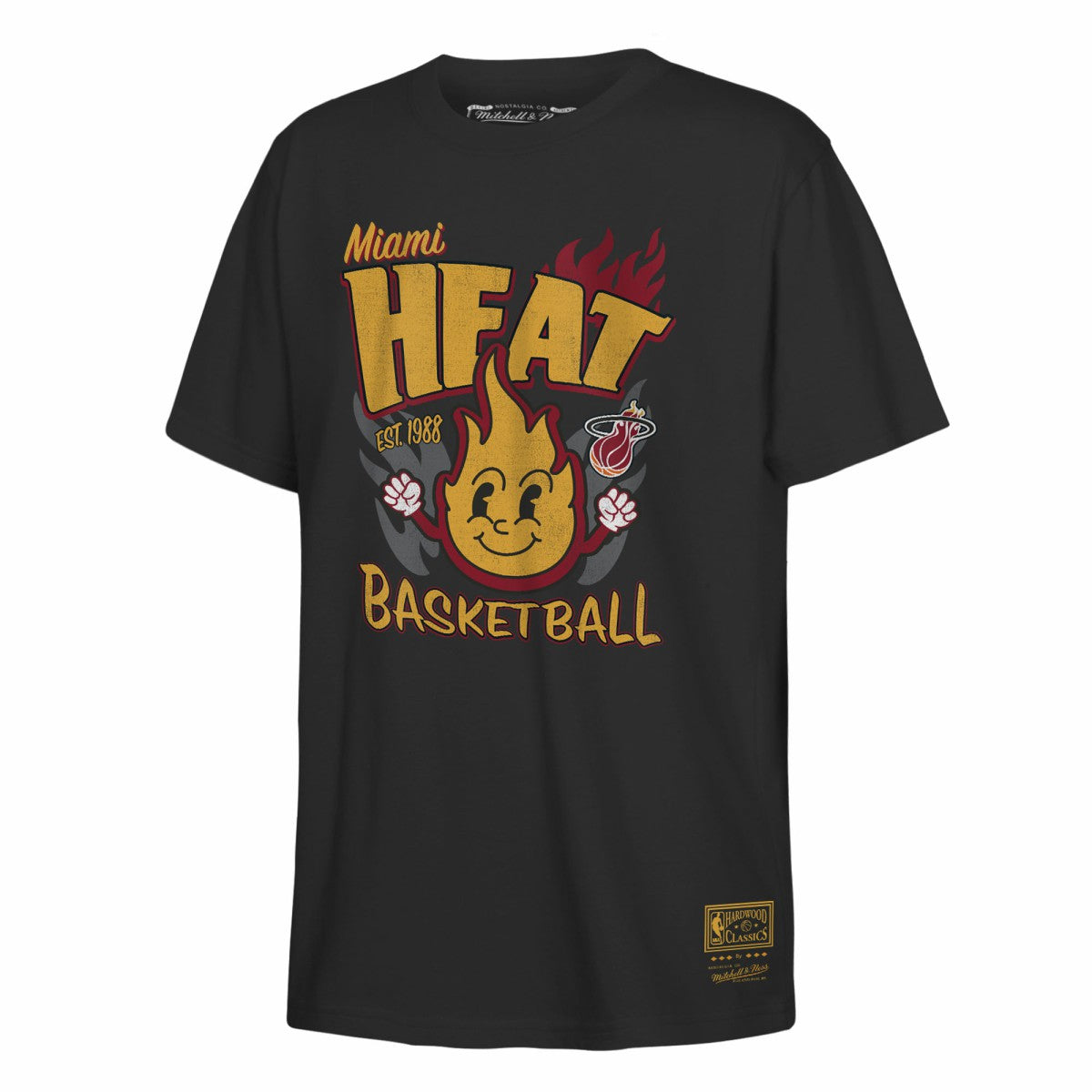 Mitchell & Ness - Miami Heat Youth Retro Mascot Script T-Shirt - Black