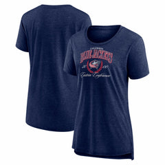 Columbus Blue Jackets - Women's Reign Supreme Tri-Blend T-Shirt Navy