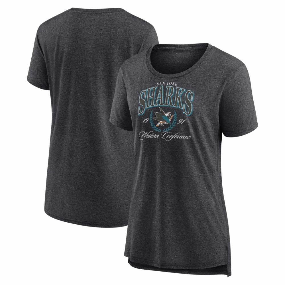 San Jose Sharks - Women's Reign Supreme Tri-Blend T-Shirt Gray