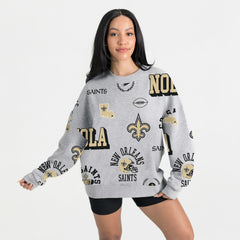 New Orleans Saints Gameday Couture Women's Always On Repeat Fleece Sweatshirt Heather Gray - NFL