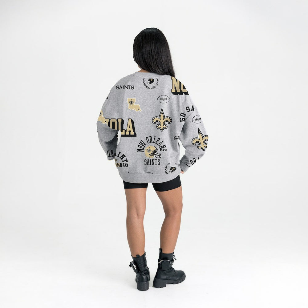 New Orleans Saints Gameday Couture Women's Always On Repeat Fleece Sweatshirt Heather Gray - NFL