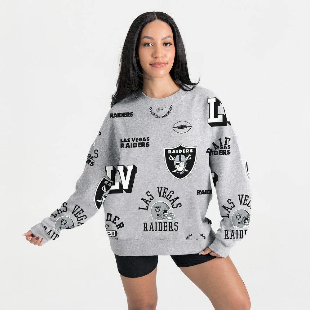 Las Vegas Raiders Gameday Couture Women's Always On Repeat Fleece Sweatshirt Heather Gray - NFL