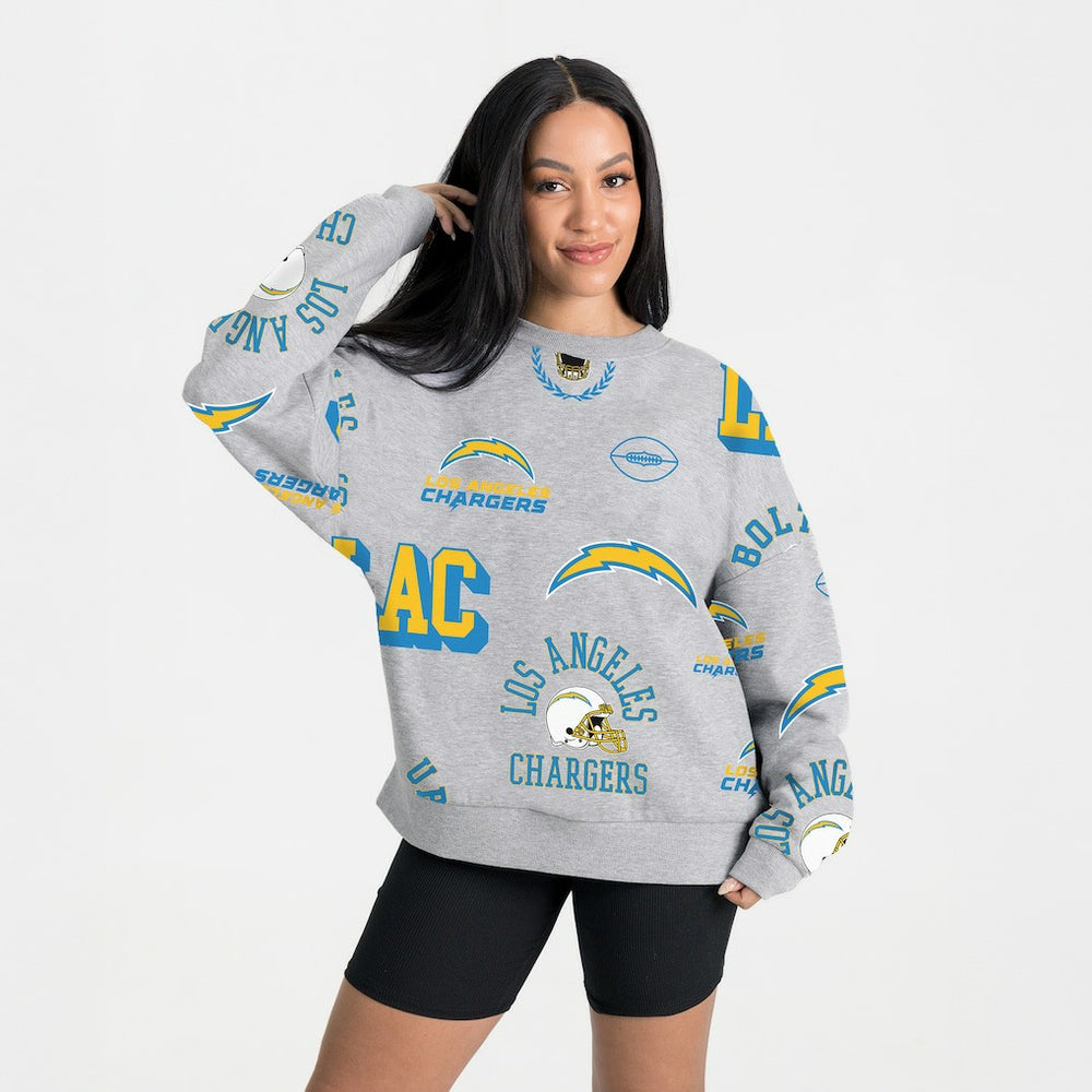 Los Angeles Chargers Gameday Couture Women's Always On Repeat Fleece Sweatshirt Heather Gray - NFL