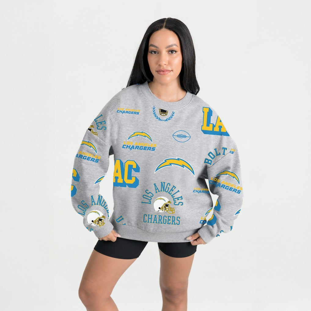 Los Angeles Chargers Gameday Couture Women's Always On Repeat Fleece Sweatshirt Heather Gray - NFL