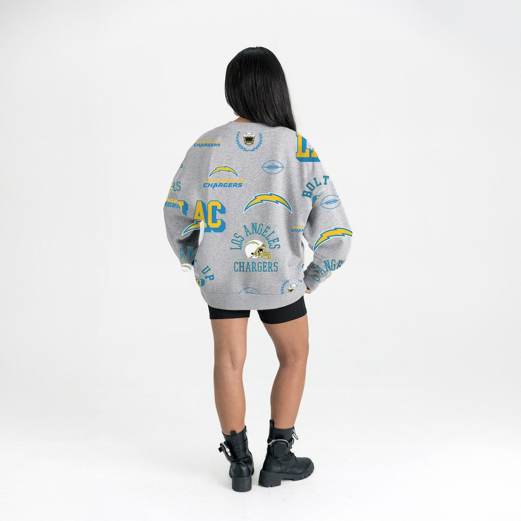 Los Angeles Chargers Gameday Couture Women's Always On Repeat Fleece Sweatshirt Heather Gray - NFL