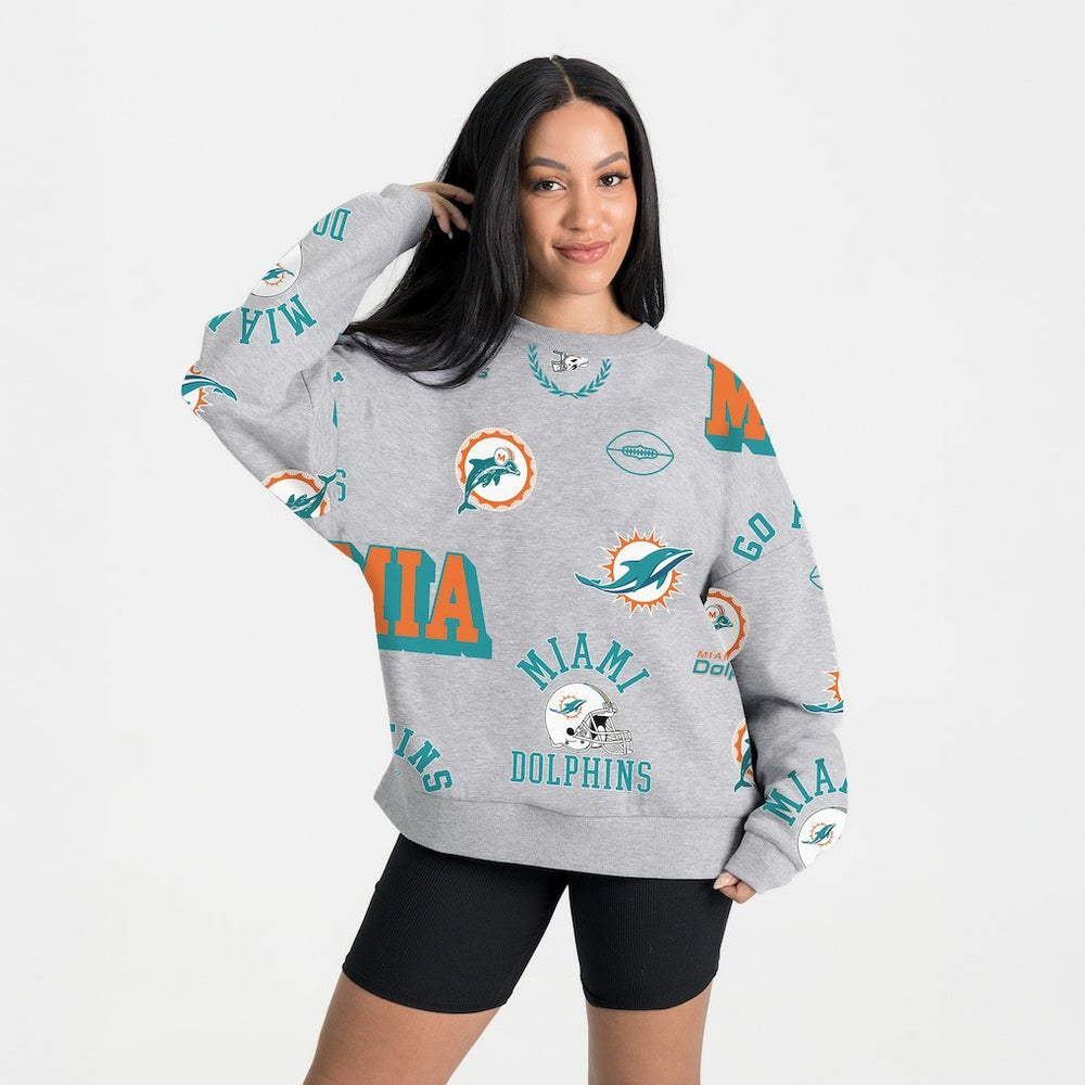 Miami Dolphins Gameday Couture Women's Always On Repeat Fleece Sweatshirt Heather Gray - NFL