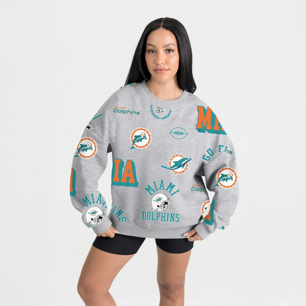 Miami Dolphins Gameday Couture Women's Always On Repeat Fleece Sweatshirt Heather Gray - NFL