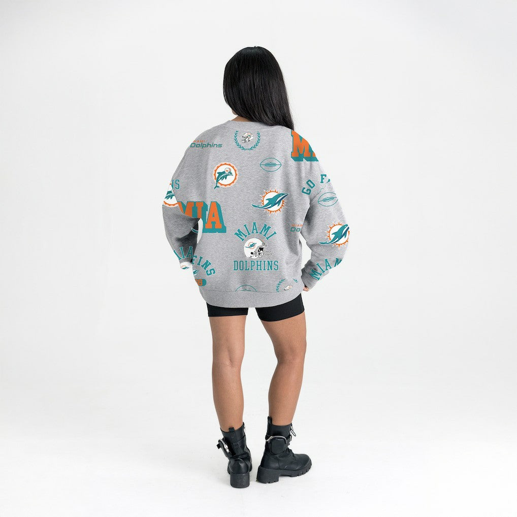 Miami Dolphins Gameday Couture Women's Always On Repeat Fleece Sweatshirt Heather Gray - NFL