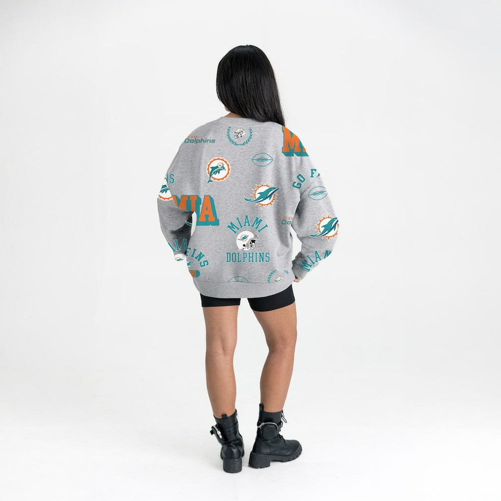Miami Dolphins Gameday Couture Women's Always On Repeat Fleece Sweatshirt Heather Gray - NFL