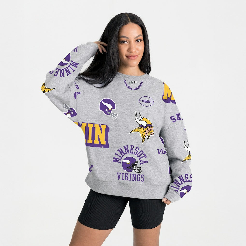 Minnesota Vikings Gameday Couture Women's Always On Repeat Fleece Sweatshirt Heather Gray - NFL