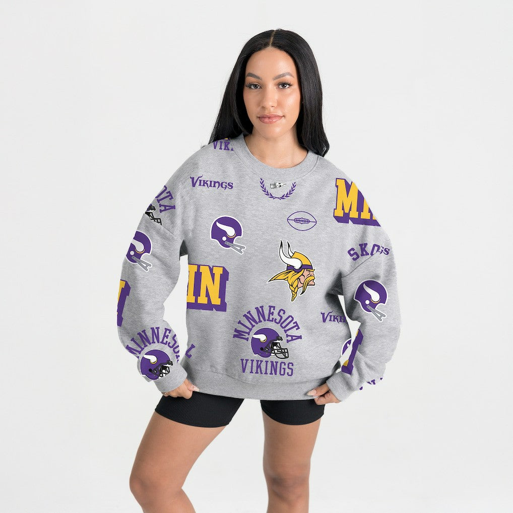 Minnesota Vikings Gameday Couture Women's Always On Repeat Fleece Sweatshirt Heather Gray - NFL