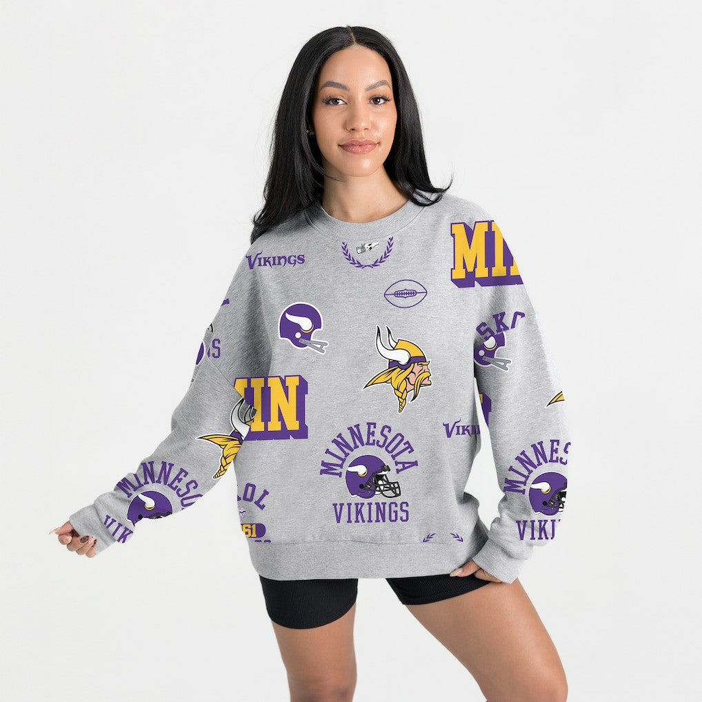 Minnesota Vikings Gameday Couture Women's Always On Repeat Fleece Sweatshirt Heather Gray - NFL