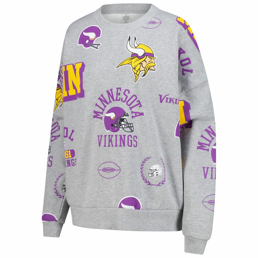 Minnesota Vikings Gameday Couture Women's Always On Repeat Fleece Sweatshirt Heather Gray - NFL