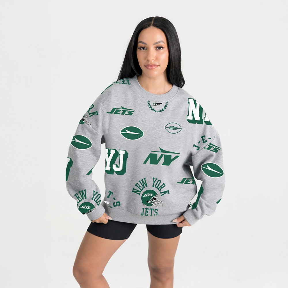 New York Jets Gameday Couture Women's Always On Repeat Fleece Sweatshirt Heather Gray - NFL