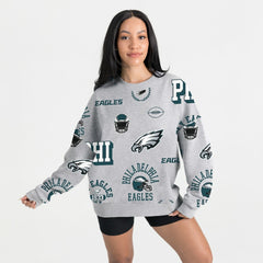 Philadelphia Eagles Gameday Couture Women's Always On Repeat Fleece Sweatshirt Heather Gray - NFL