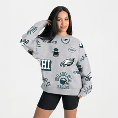 Philadelphia Eagles Gameday Couture Women's Always On Repeat Fleece Sweatshirt Heather Gray - NFL