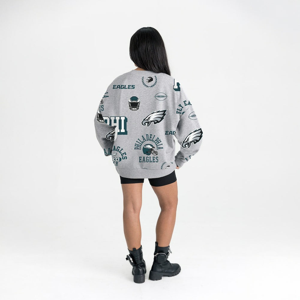 Philadelphia Eagles Gameday Couture Women's Always On Repeat Fleece Sweatshirt Heather Gray - NFL