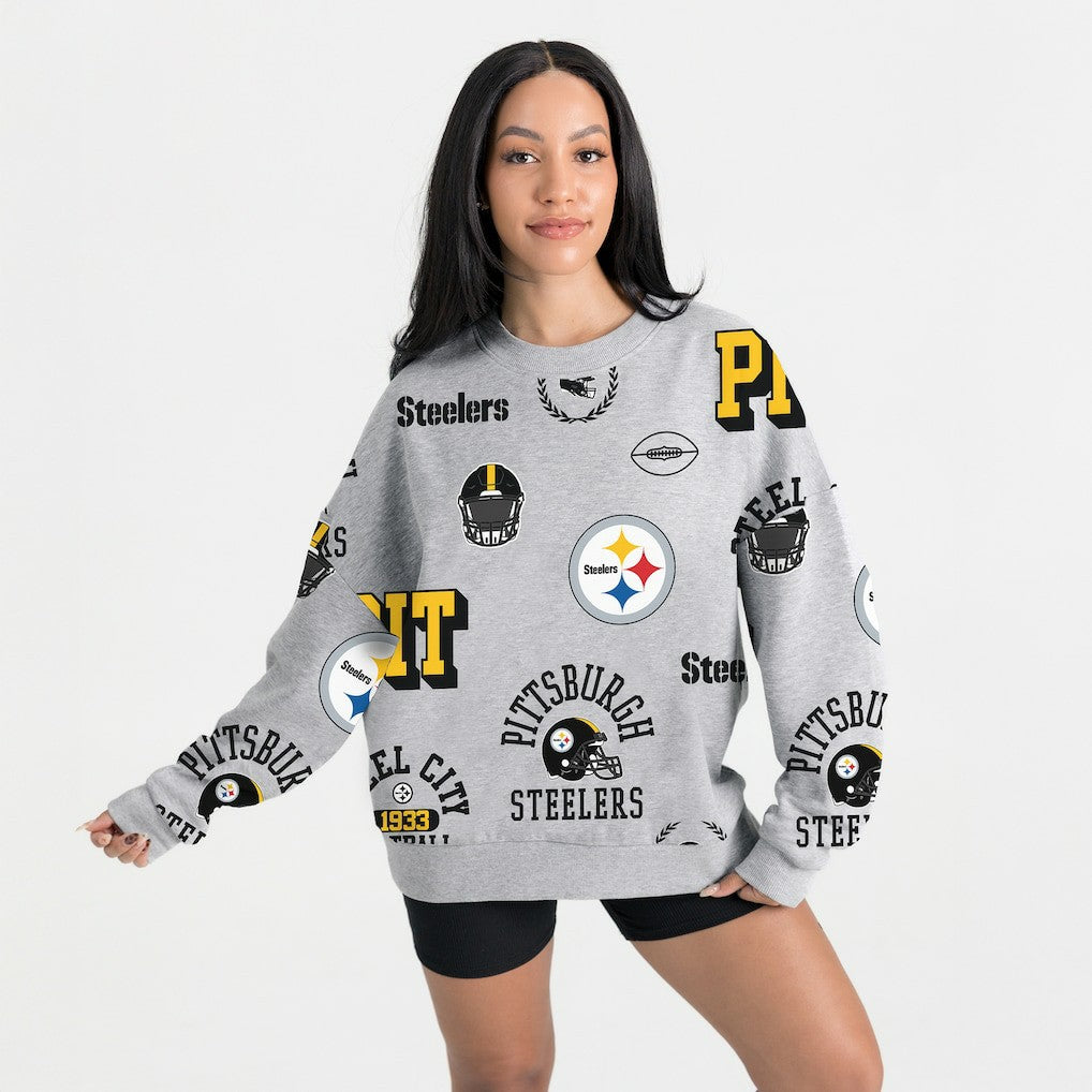 Pittsburgh Steelers Gameday Couture Women's Always On Repeat Fleece Sweatshirt Heather Gray - NFL