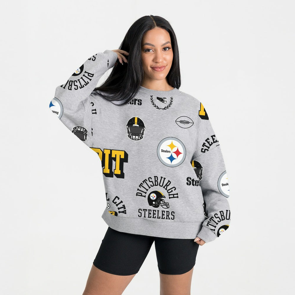 Pittsburgh Steelers Gameday Couture Women's Always On Repeat Fleece Sweatshirt Heather Gray - NFL