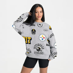 Pittsburgh Steelers Gameday Couture Women's Always On Repeat Fleece Sweatshirt Heather Gray - NFL