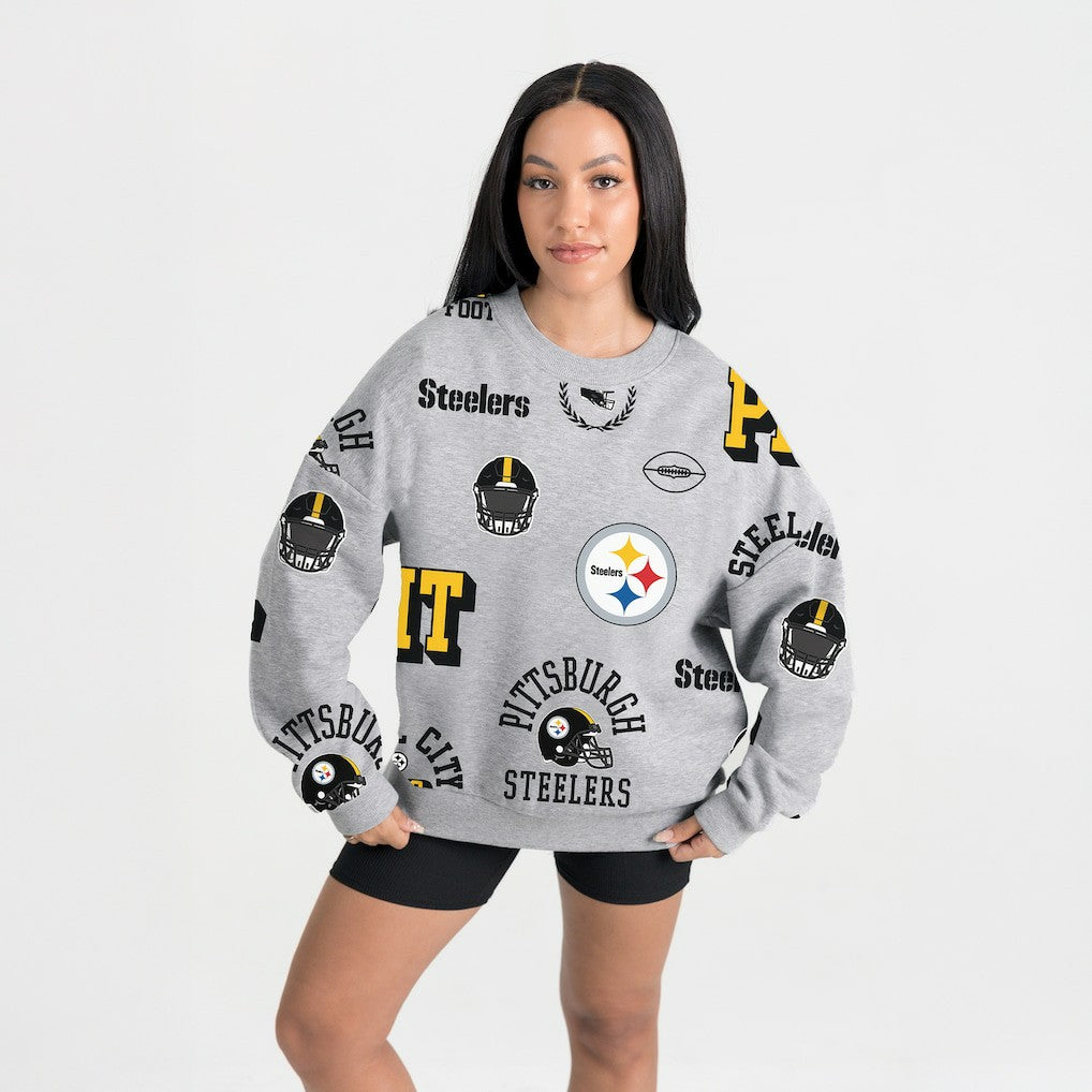 Pittsburgh Steelers Gameday Couture Women's Always On Repeat Fleece Sweatshirt Heather Gray - NFL