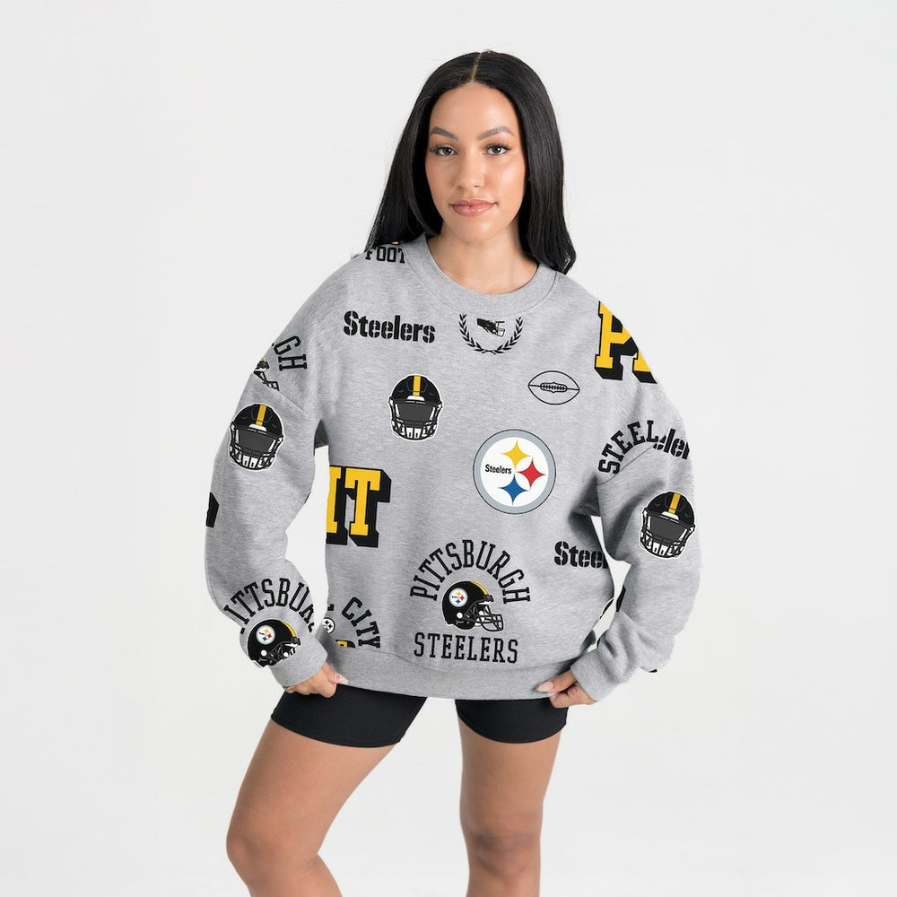 Pittsburgh Steelers Gameday Couture Women's Always On Repeat Fleece Sweatshirt Heather Gray - NFL
