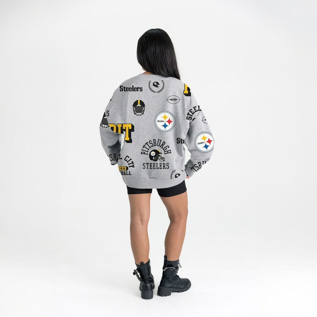Pittsburgh Steelers Gameday Couture Women's Always On Repeat Fleece Sweatshirt Heather Gray - NFL
