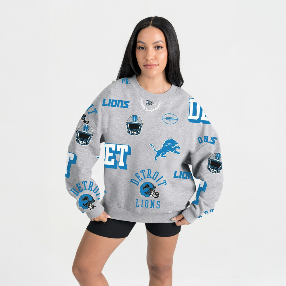 Detroit Lions Gameday Couture Women's Always On Repeat Fleece Sweatshirt Heather Gray - NFL