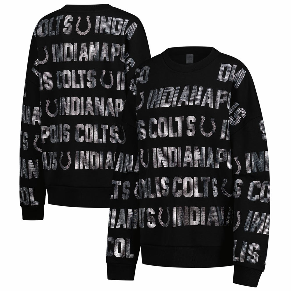Indianapolis Colts Gameday Couture Women's Oversized Hype Era Rhinestone Text Sweatshirt Black - NFL