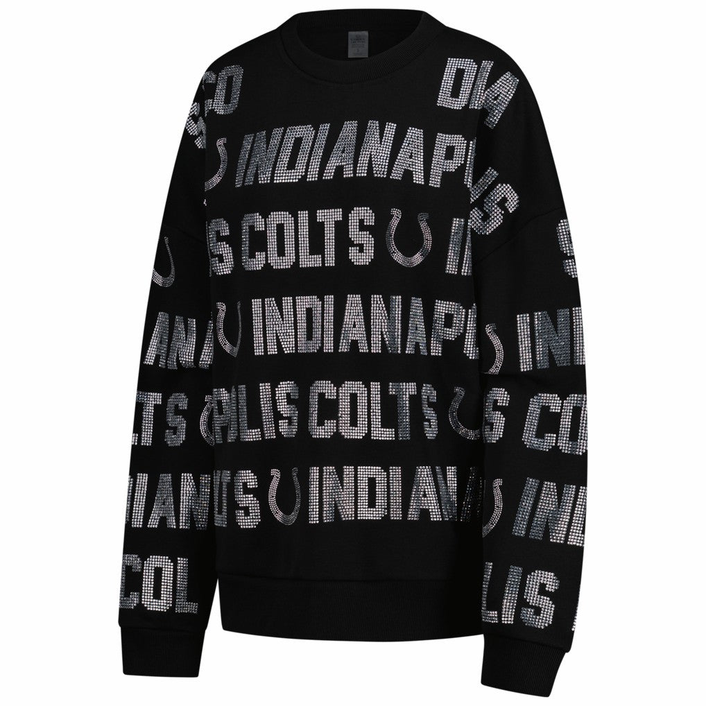 Indianapolis Colts Gameday Couture Women's Oversized Hype Era Rhinestone Text Sweatshirt Black - NFL