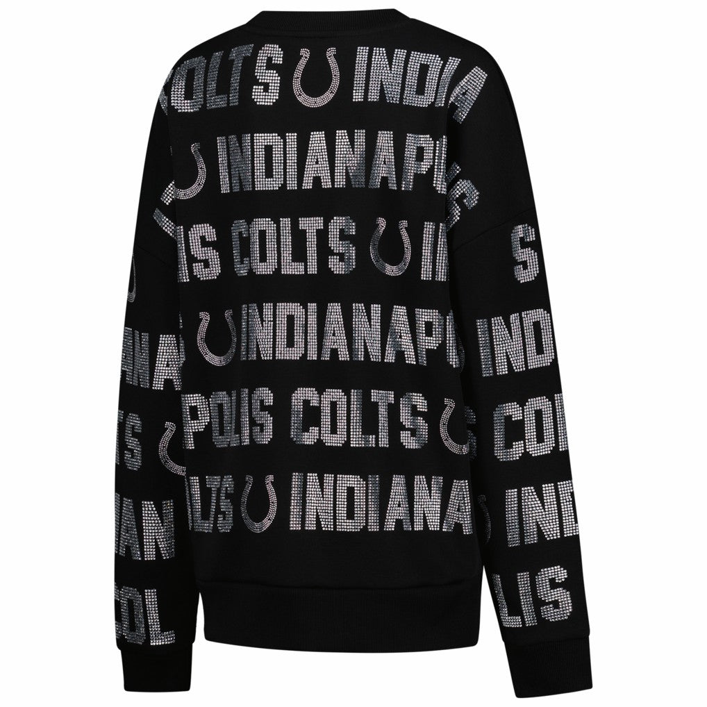 Indianapolis Colts Gameday Couture Women's Oversized Hype Era Rhinestone Text Sweatshirt Black - NFL