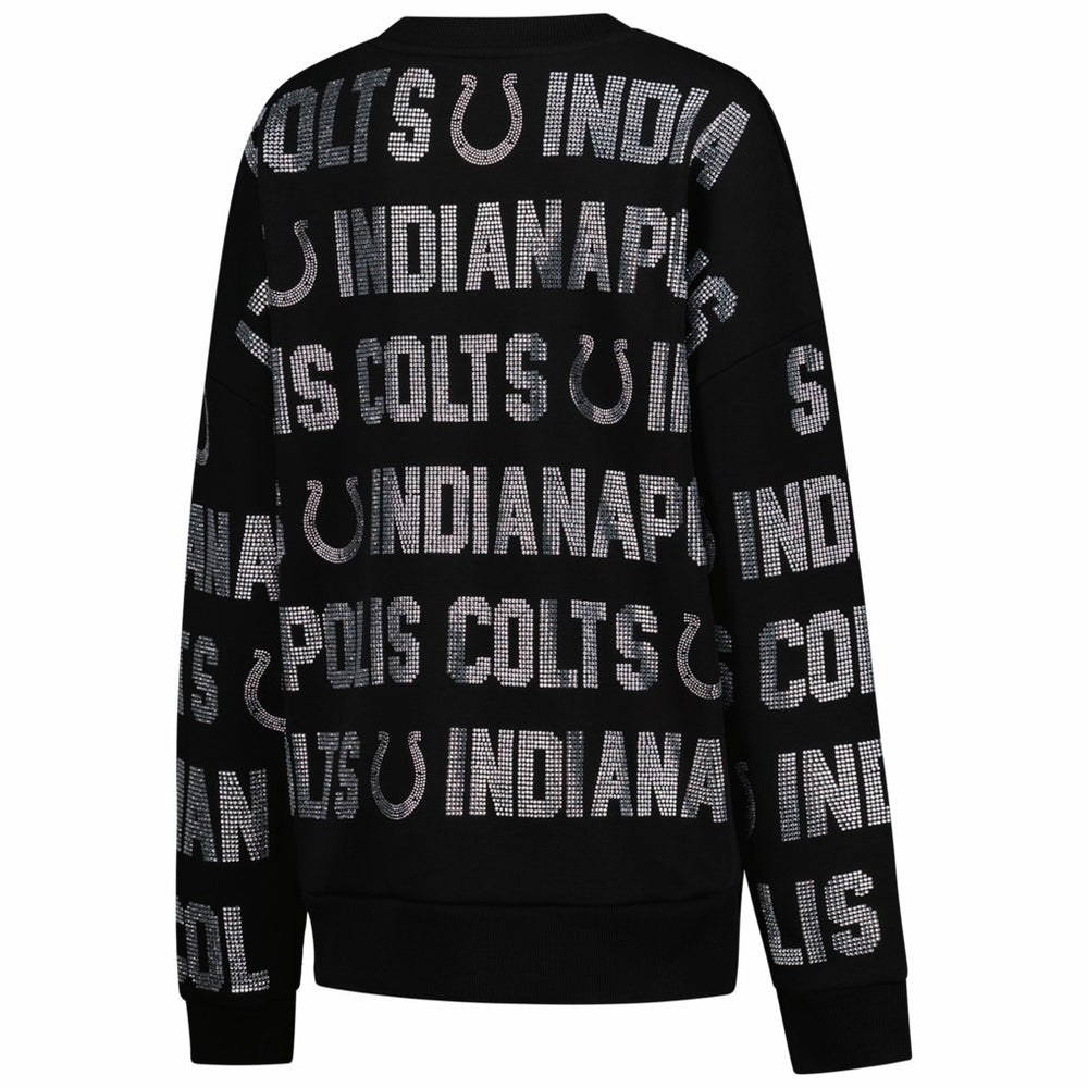 Indianapolis Colts Gameday Couture Women's Oversized Hype Era Rhinestone Text Sweatshirt Black - NFL