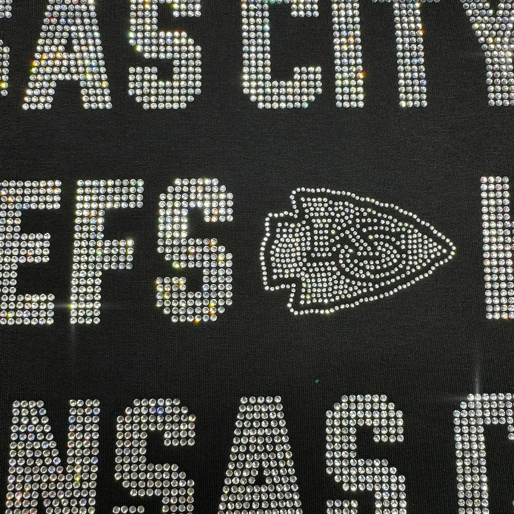 Kansas City Chiefs Gameday Couture Women's Oversized Hype Era Rhinestone Text Sweatshirt Black - NFL