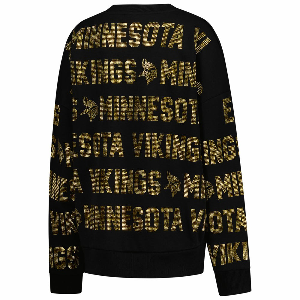 Minnesota Vikings Gameday Couture Women's Oversized Hype Era Rhinestone Text Sweatshirt Black - NFL