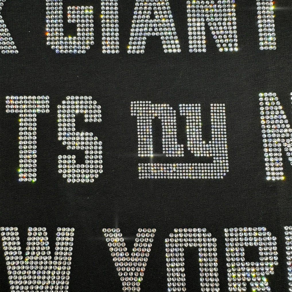 New York Giants Gameday Couture Women's Oversized Hype Era Rhinestone Text Sweatshirt Black - NFL