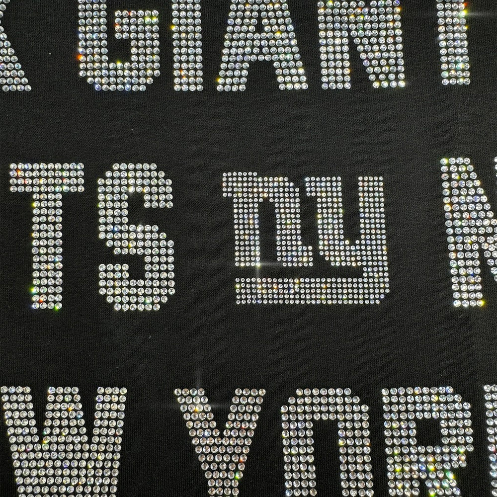 New York Giants Gameday Couture Women's Oversized Hype Era Rhinestone Text Sweatshirt Black - NFL