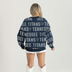 Tennessee Titans Gameday Couture Women's Oversized Hype Era Rhinestone Text Sweatshirt Navy - NFL