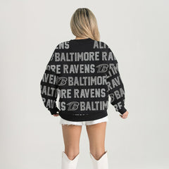 Baltimore Ravens Gameday Couture Women's Oversized Hype Era Rhinestone Text Sweatshirt Black - NFL